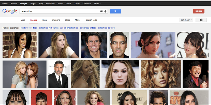谷歌圖片搜索顯示可能的照片作為參考顏色