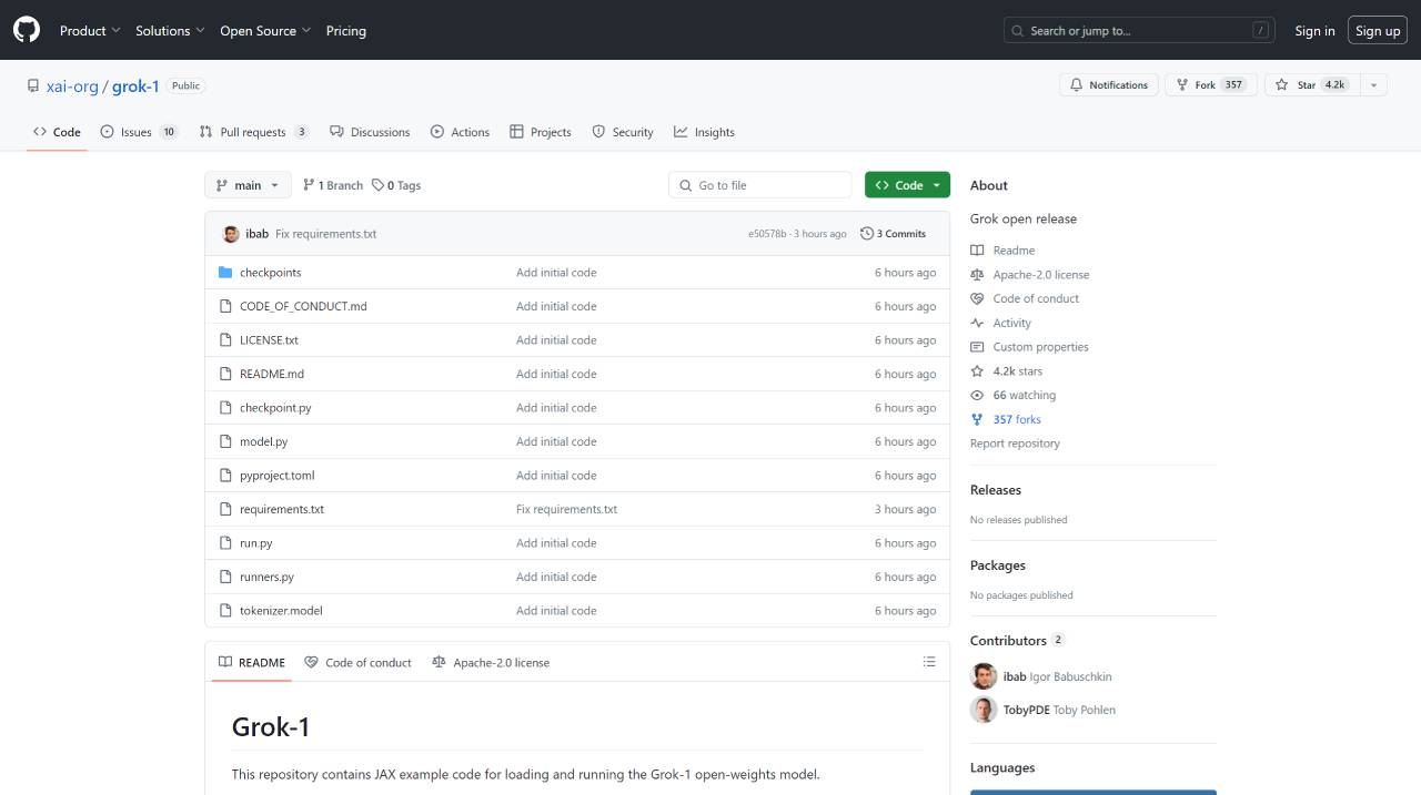 馬斯克Grok開源及源碼下載地址