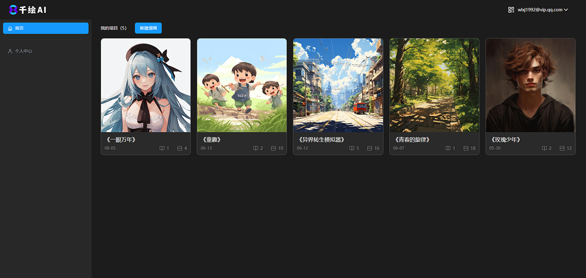 登錄后進(jìn)入漫畫項(xiàng)目管理頁(yè)面。