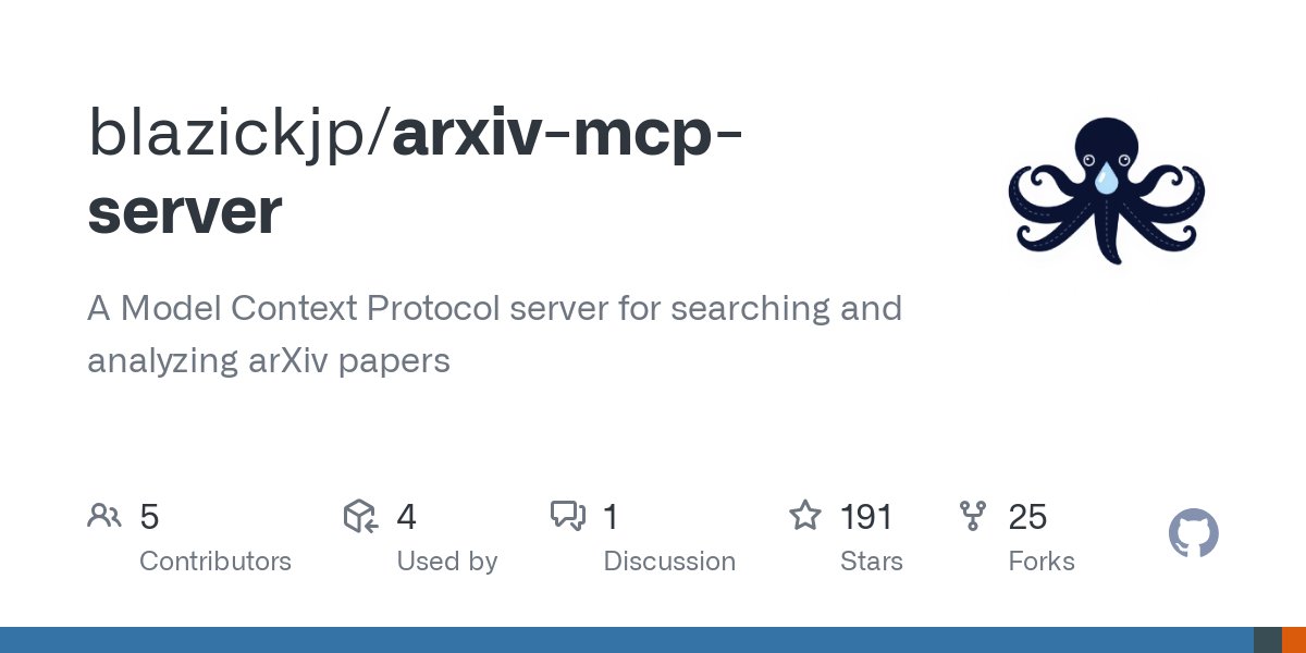ArXiv MCP Server：用于搜索和分析arXiv論文的MCP服務(wù)器